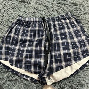 Plaid Women's Shorts in Blue and White